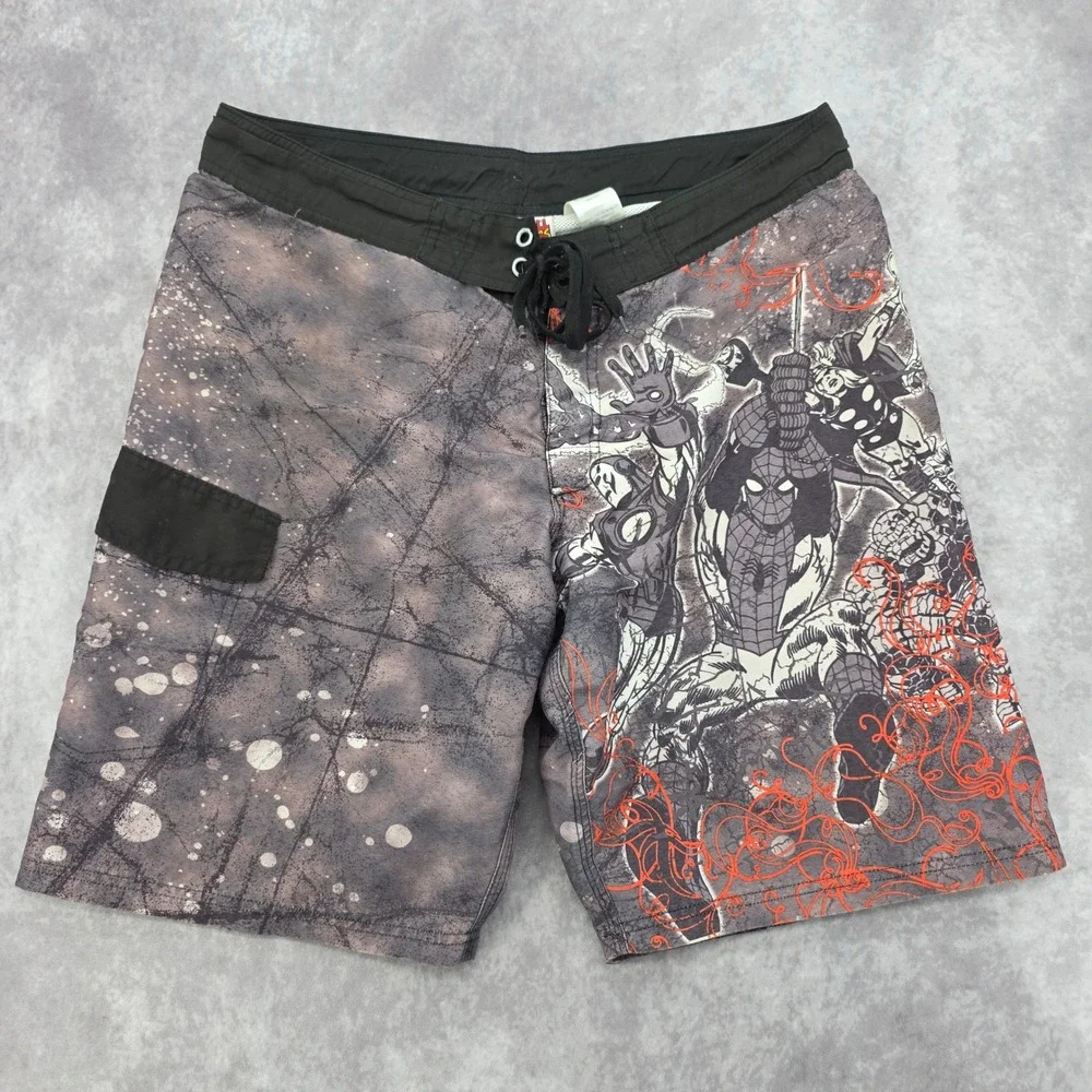 Marvel Comics Avengers Board Shorts Mens XL Spider-Man Iron Man Swim Trunks